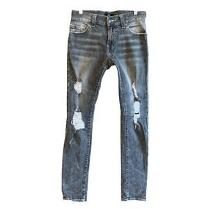 True Religion Mens Jeans Gray Wash Rocco Relaxed Skinny Distressed Stretch 29